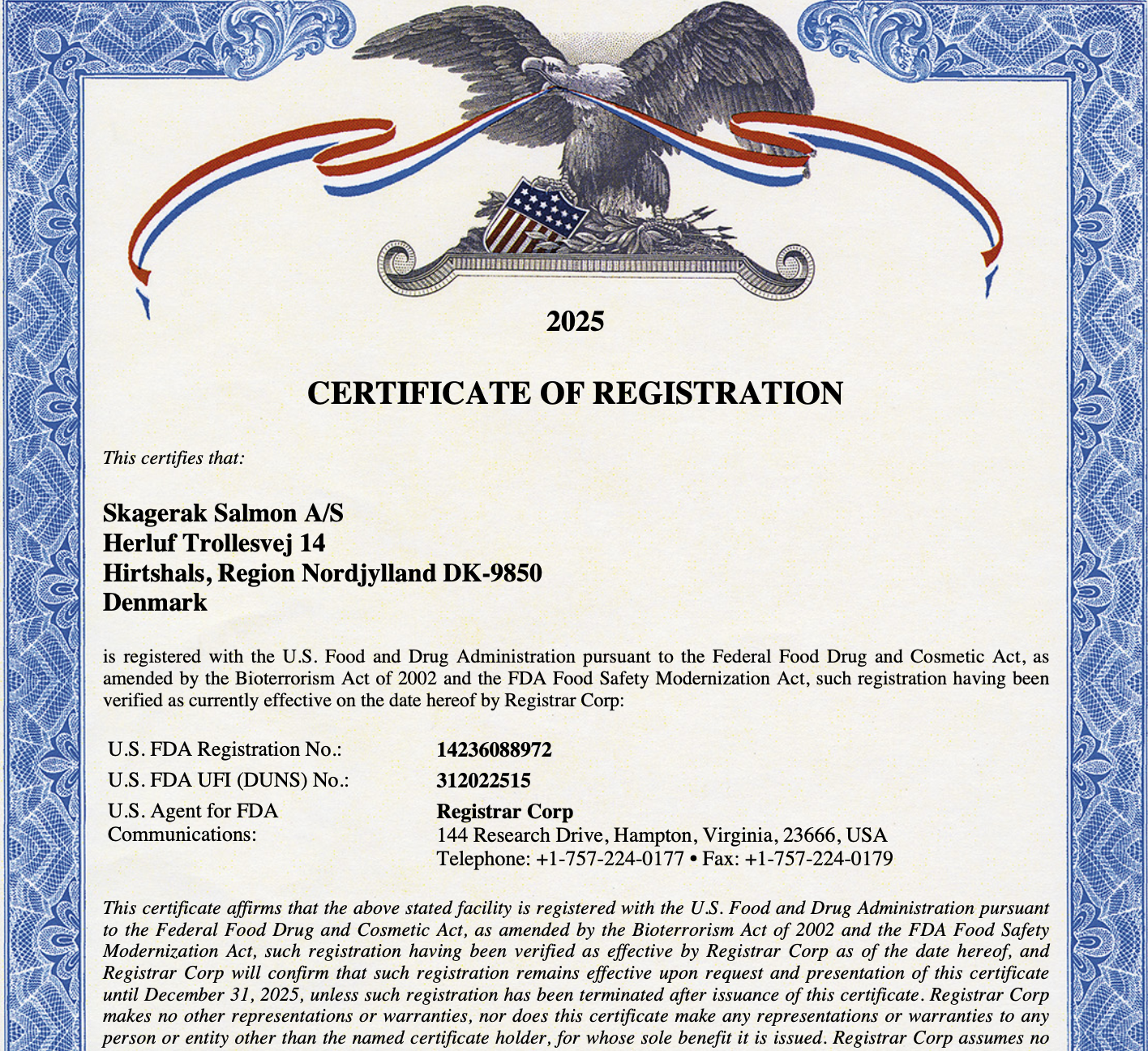 Certificate of Registration